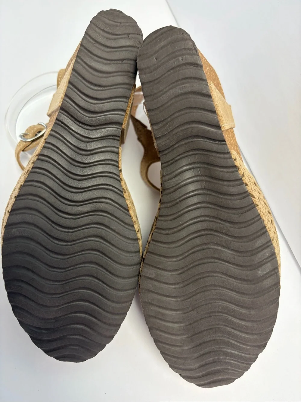 Spring Step Lauralyn Leather  Laser Cut Cork Wedge Sandals  Made in Italy Sz 8.5